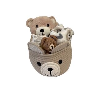 Baby Bear Gift Basket Carters Pajamas Blanket Lovey Plush Rattle Storage Basket
